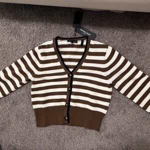 Veronica Beard Chocolate and Cream Striped Cardigan size M